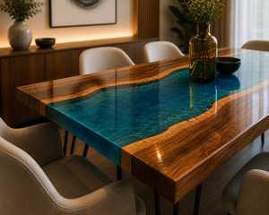 Premium Handmade Wood Resin <b>Epoxy</b> Dining <b>Table</b> Modern Luxury Furniture Natural Wood Design Decorative Dining Furniture - Product Image 4