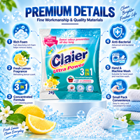 Lessive en poudre dégraissante au citron haute mousse, en sachets de 24g et 90g, pour lavage à la main, qualité stable, marque privée OEM, Papouasie-Nouvelle-Guinée