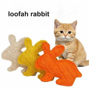 Jouets interactifs en loofah naturel pour chats, en forme de lapin, pour le soulagement et le nettoyage des dents, accessoires pour animaux de compagnie, vente en gros - Product Image 2