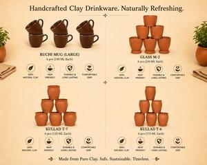 Handmade Terracotta Clay Beer Cups Natural <b>Earthenware</b> <b>Mug</b> Pots Traditional Indian Pottery Drinking <b>Mugs</b> for Beer Tea Coffee - Product Image 1