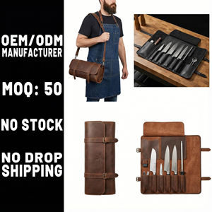 Sac à couteaux professionnel en cuir de vachette pleine fleur, fabriqué sur mesure par une usine OEM, avec bandoulière pour les marques de couteaux - Product Image 2