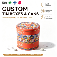 Boîte en métal cylindrique personnalisée pour chocolat de qualité alimentaire, emballage pour gaufres, boîte ronde pour biscuits