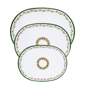Service de vaisselle Trio personnalisé avec logo, motif végétal circulaire doré en mélamine, mignon, réutilisable, facile à nettoyer, idéal pour les fêtes - Product Image 6
