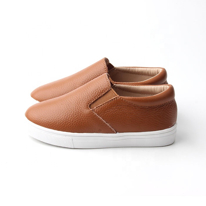 Новый Стиль Коричневые детские кожаные туфли Unsex детская повседневная обувь