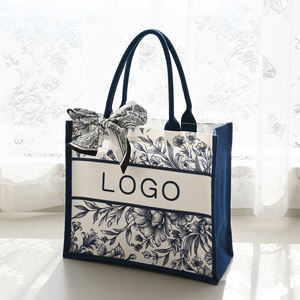 エコカスタムフルプリントデザイン キャンバスコットンショッピングトートバッグ カラーハンドル付き ギフトプロモーション用 - Product Image 2