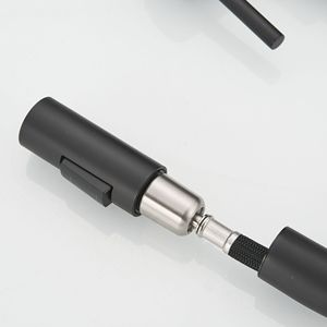 Robinet de cuisine DB en acier inoxydable, monocommande, avec douchette extractible, design moderne, noir brossé, montage sur plan, hauteur 8-9,9 pouces - Product Image 4