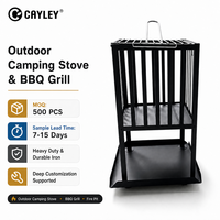 Barbecue portable d'extérieur robuste en fer, poêle à bois multi-usages pour camping, jardin et patio