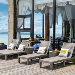 Açık veranda bahçe setleri şezlong şezlong ahşap görünümlü mobilya şezlong - Product Image 1