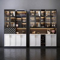 Meuble Bar à Vin Autonome Moderne Écologique et Durable avec Portes en Verre LED et Tiroirs de Rangement Grande Capacité pour Salle à Manger