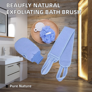 Cepillo corporal de baño de viscosa natural, depurador exfoliante largo con guantes de silicona, esponja delicada para cinturón de baño de ducha trasera - Product Image 2