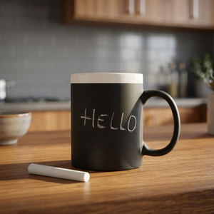 Tazza in Ceramica da 330ml Senza Marchio, Scrivibile a Gesso, Adatta al Microonde, Sicura per Uso Commerciale, in Gres Sano, con Coperchio, per Caffetterie, Eco-Friendly, per Attività Commerciali - Product Image 3