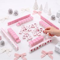 Set Mahjong Otomatis Amerika Bertema Natal 160 Ubin Melamin Ramah Lingkungan Portabel Profesional untuk Turnamen