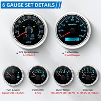 Set Alat Ukur SX-TECH 6 Gauge 52mm 85mm LED GPS Speedometer Tachometer Pengukur Bahan Bakar Suhu Air Tekanan Oli Voltmeter untuk Modifikasi Kendaraan