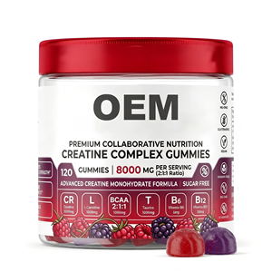 Gomitas de Creatina Compleja OEM ODM, GMP Halal, 120 Unidades, 5000mg de Creatina con L-Carnitina, BCAA, Taurina, B6, B12 - Product Image 1