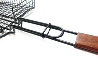Panier de cuisson en fil métallique pour barbecue au charbon de bois avec poignée en métal et bois, support pour viande et poisson 1-2 kg, outils modèle EMI-52BK