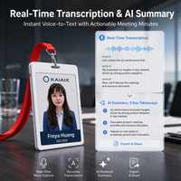 Badge d'identification portable ultra-mince de 6 mm avec enregistreur vocal IA, écran géré par application et dispositif de résumé IA pour professionnels – Personnalisable