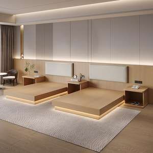 Habitación de Hotel Tipo Albergue <span class=keywords><strong>Juvenil</strong></span> de Diseño Moderno con Cama Doble Estándar y 1 <span class=keywords><strong>Mueble</strong></span> de Cama para Dormitorio - Product Image 1