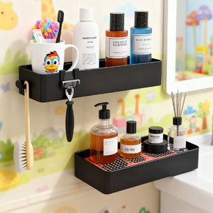 Moderno Escurridor de Platos de Metal Inoxidable de Doble Nivel, Multifuncional, Ahorra Espacio, Montado en la Pared, con Ganchos Autoadhesivos, Estantes para <span class=keywords><strong>Ducha</strong></span> - Product Image 3