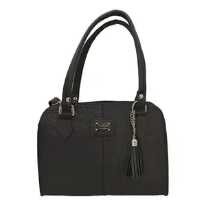 Sac à main Fana Maribel en cuir de vachette noir, deux poignées, rabat ouvrant, grande capacité, sac décontracté pour femme - Product Image 4