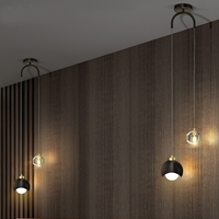 Luminaire suspendu LED moderne minimaliste nordique pour salon, chambre à coucher, chevet, luminaire suspendu en cristal, or noir, E27, luminaire suspendu en métal
