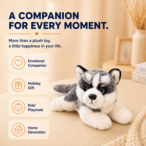 Fabricant de jouets en peluche Husky réalistes OEM, logo personnalisé, marque privée, fournisseur en gros d'<span class=keywords><strong>animaux</strong></span> en peluche - Product Image 3
