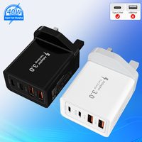 Adaptateur secteur multi-ports USB Type-C, prise EU/US/AU/UK, chargeur rapide PD 20W QC3.0, adaptateur 4 en 1, chargeur mural rapide de voyage
