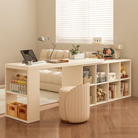 Bureau d'angle ergonomique moderne tout-en-un en MDF avec commode et bibliothèque en forme de L, durable pour chambre à coucher, idéal pour le travail sur ordinateur des filles