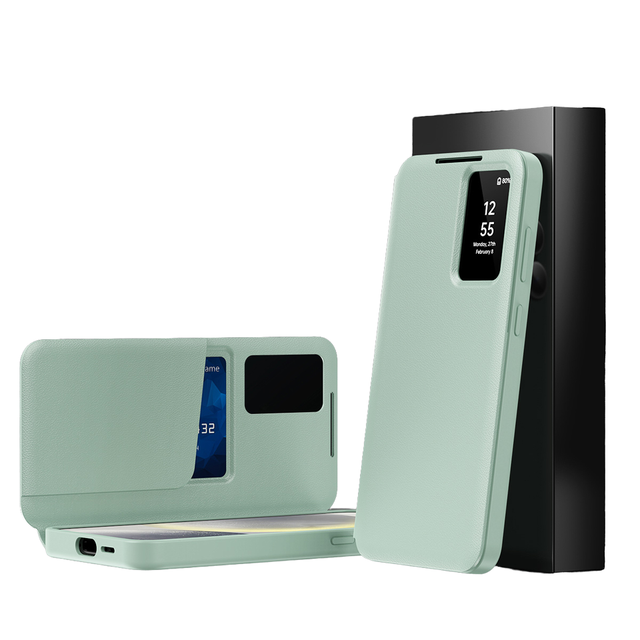 Leather Electroplate Smart Window Flip Shockproof Phone Cover Luxury Auto Wake/Sleep Case for for S24/S23/S22/S25
