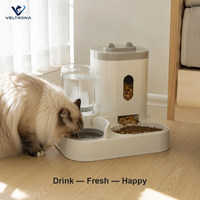 Distributeur automatique de nourriture et d'eau pour animaux de compagnie, distributeur de nourriture pour chats avec fenêtre de visualisation, bouteille d'eau inversée, 2-en-1