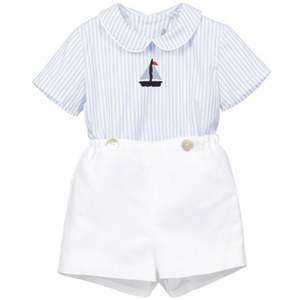 2021 été espagnol enfant en bas âge bébé garçon vêtements ensembles chemises rouges avec short rayé enfants enfants vêtements en gros 08AS105375 - Product Image 4