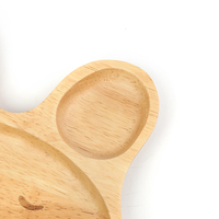Assiette pour enfant en bois de couleur naturelle, forme de lapin mignon, écologique, diamètre 20,1 cm, pour la vaisselle des enfants