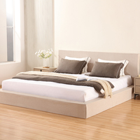 Lit plateforme king size de luxe personnalisé en gros avec matelas rembourré compressé sous vide et cadre en tissu double