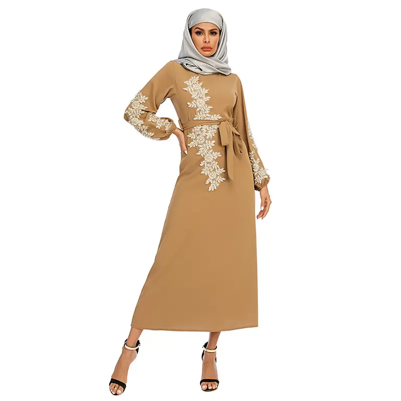 Dubaï Abaya Femmes Musulmanes Broderie Bijoux Maxi Robe Caftan Robe Loose Caftan Robe Islamique