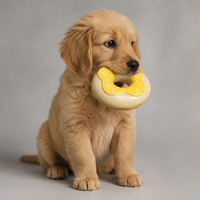 YAOYUE Mainan Kunyah Anjing Beraroma Donat, Bahan TPR Food Grade Tahan Sobek, Pembersih Gigi Anak Anjing, Mainan Anjing Interaktif, Warna Pink Kuning Cokelat