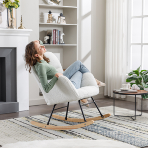 Cómoda mecedora, silla decorativa, <span class=keywords><strong>sillón</strong></span> con respaldo alto, <span class=keywords><strong>balancín</strong></span> deslizante tapizado para sala de estar - Product Image 3