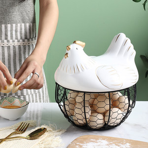 Creative Chick <b>Egg</b> <b>Storage</b> Basket With Lid And Handle Portable Kitchen Design - Product Image 3