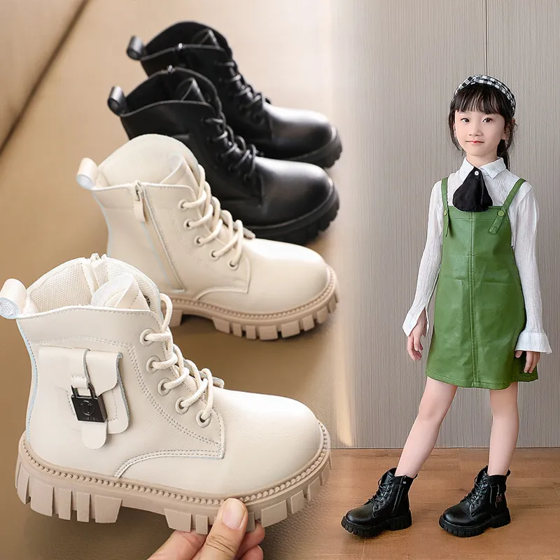 News Children Shoes Boots Flat Children Size 21-36 Short Boots Boy Girl Pu Leather Waterproof Winter Kids Snow Shoes Girls Boots