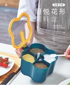 Bán Sỉ Đồ Dùng Nhà Bếp Hoa Nhựa Phong Cách Gia Vị Jar Organizer Gia Vị Box Set Với Spoon