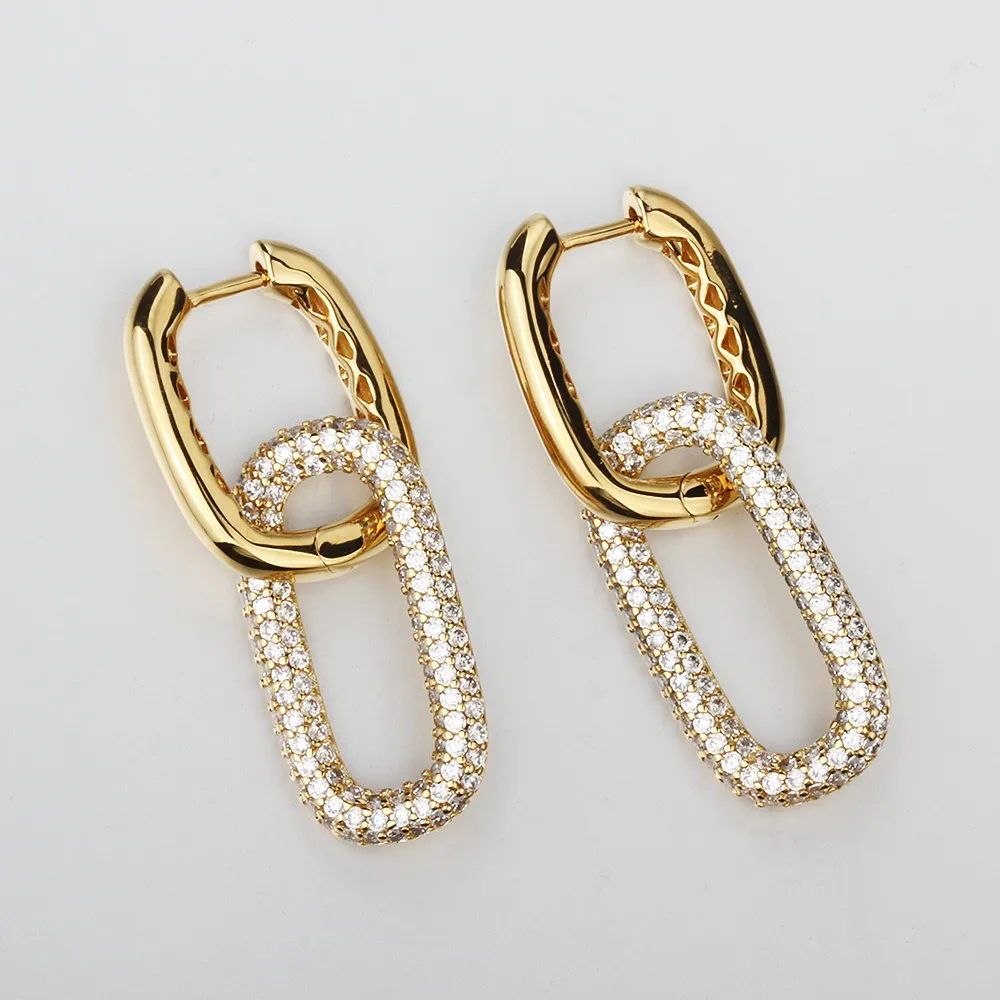 2023 Fine Jewelry simple Buckle earring 18k gold plated 925 Sterling Silver zircon cz Diamonds women's drop Hoop Huggie Earrings