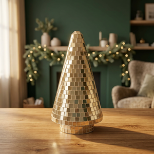 High Quality Hanging Mirror <b>Christmas</b> Cone Tree <b>Ornament</b> Handmade <b>Glass</b> 100 Pcs 12cm Party Decoration Tabletop Home Xmas Decor - Product Image 3