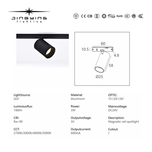 <span class=keywords><strong>Spot</strong></span> LED magnétique ultra-mini ultra-fin ultra-étroit 5MM 3W 5W 9W Lumière de piste réglable - Product Image 3