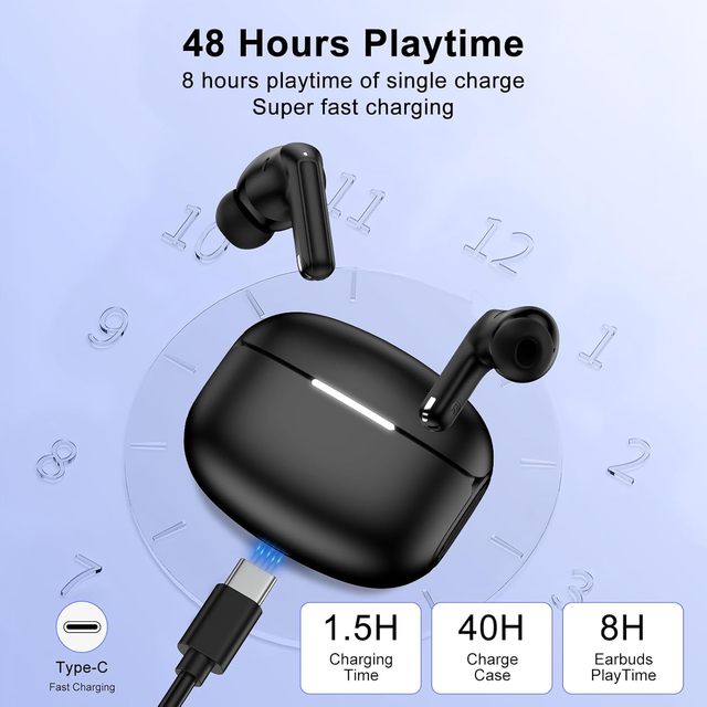 Custom Fit Wireless TWS Earbuds with for 5.3 Active Noise Cancellation (ANC) IPX7 Waterproof up to 5 Hours Playtime
