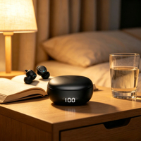Audífonos de Moda para Dormir, Más Vendidos, Deportivos, Relajantes, con Cancelación de Ruido Activa (ANC), Resistentes al Agua IPX5, Control Táctil, Pantalla Digital, Hi-Fi