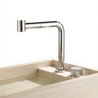 Robinet de lavabo de salle de bain moderne en cuivre, à double trou, pour lavabo séparé, avec douchette extractible, eau chaude et froide, rotatif, anti-éclaboussures, bec aérateur