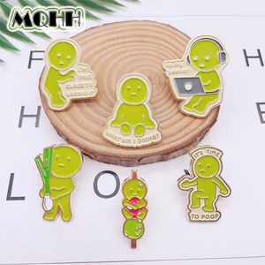 Épingles en émail personnalisées « Il est temps de faire des excréments » drôles, figurines de Sonny Angel, broches, badges de revers, petite figurine verte mignonne - Product Image 4