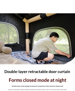 Tente de camping <span class=keywords><strong>gonflable</strong></span> HOUMU 6,5 m², 3 chambres, 2 salons, installation en 5 minutes, UPF50+, tente de glamping familiale avec <span class=keywords><strong>auvent</strong></span> amovible - Product Image 4