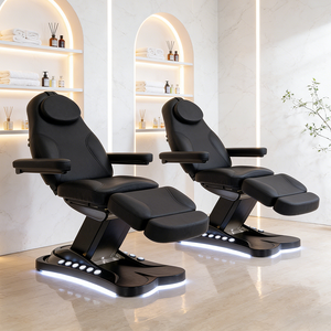 Moderna Camilla de Masaje para Salón de Belleza, Clínica Dental, Color Negro, de Lujo, con 3 Motores Eléctricos, Extensible, para Tratamientos Faciales y Spa, con Control de Pie - Product Image 1