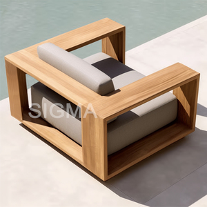 Set di Divani <span class=keywords><strong>da</strong></span> Patio SIGMA in Teak Massiccio di Alta Qualità - Mobili <span class=keywords><strong>da</strong></span> Esterno Durevoli con Cuscini in Schiuma Impermeabile - Product Image 6