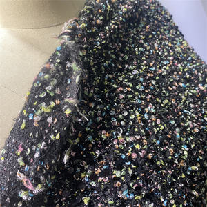 Popular Design Acrylic Polyester Woman Black Multi Color 66% Polyester Black Checkered Grey <strong>Tweed</strong> Fabric for Clothing - Product Image 4
