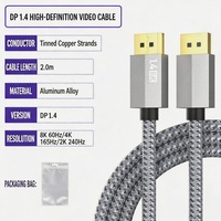 Cable de Alta Velocidad DP 1.4 de 8K con Revestimiento de Oro y Cubierta de PVC/Nylon para Computadora/Proyector/Monitor, 5m, 4K 240Hz para Juegos